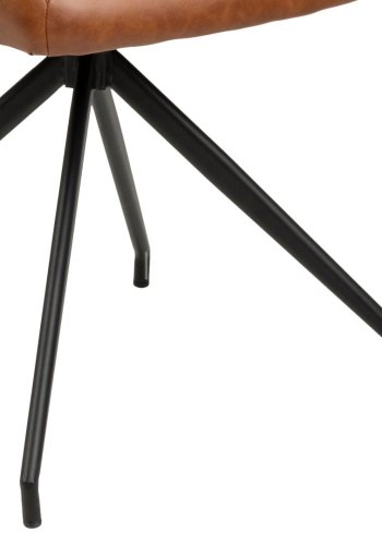 ACT NORDIC Naya spisebordsstol, m. armln og drejefunktion - retro cognac PU og sort stl