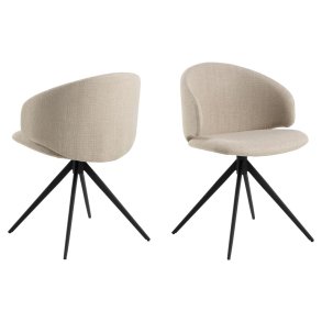 ACT NORDIC Ella spisebordsstol, m. drejefunktion - beige stof og sort stl