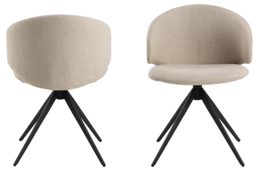 ACT NORDIC Ella spisebordsstol, m. drejefunktion - beige stof og sort stl