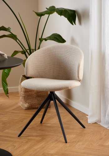 ACT NORDIC Ella spisebordsstol, m. drejefunktion - beige stof og sort stl
