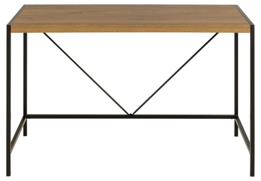 ACT NORDIC Bahamas skrivebord, rektangulr - mat rustik eg ru melamin og sort (120x60)