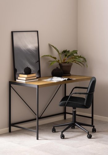 ACT NORDIC Bahamas skrivebord, rektangulr - mat rustik eg ru melamin og sort (120x60)