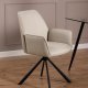 ACT NORDIC Glenda spisebordsstol, m. armln og drejefunktion - beige stof og sort stl