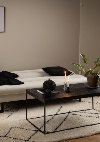 ACT NORDIC Arbonne sovesofa, m. horisontal syning - beige stof og sort stl (200x124)