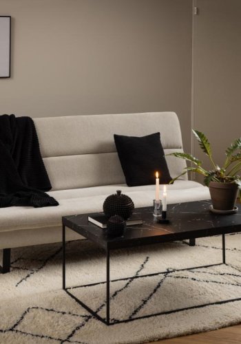 ACT NORDIC Arbonne sovesofa, m. horisontal syning - beige stof og sort stl (200x124)