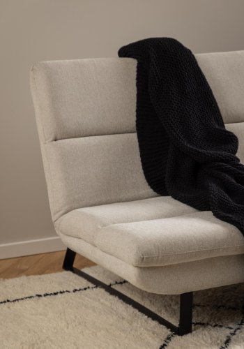 ACT NORDIC Arbonne sovesofa, m. horisontal syning - beige stof og sort stl (200x124)