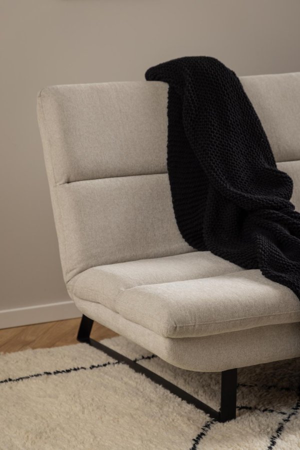 ACT NORDIC Arbonne sovesofa, m. horisontal syning - beige stof og sort stl (200x124)