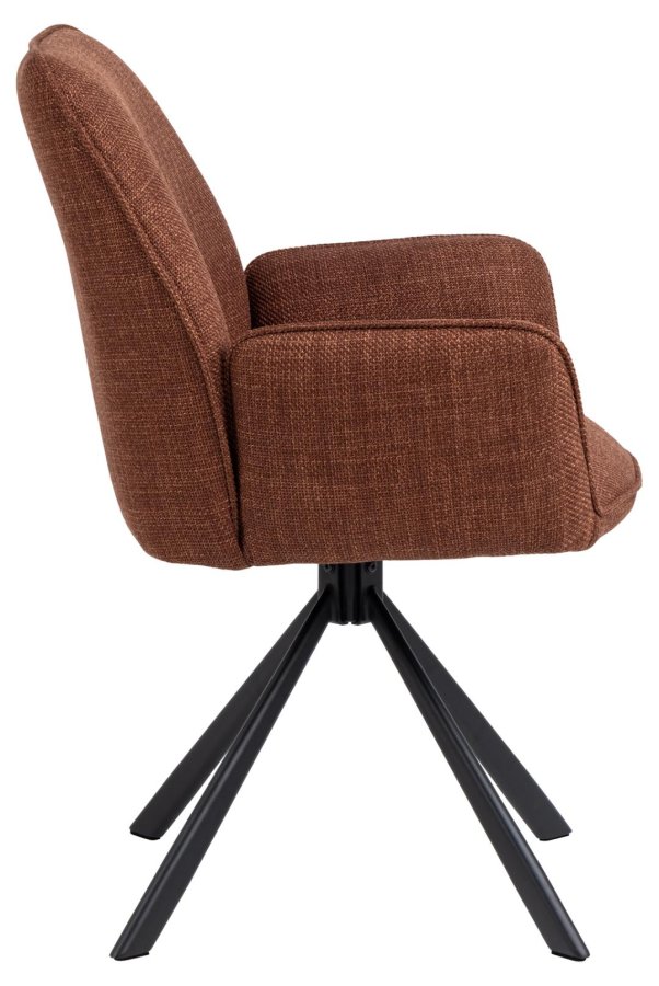 ACT NORDIC Glenda spisebordsstol, m. armln og drejefunktion - terracotta stof og sort stl