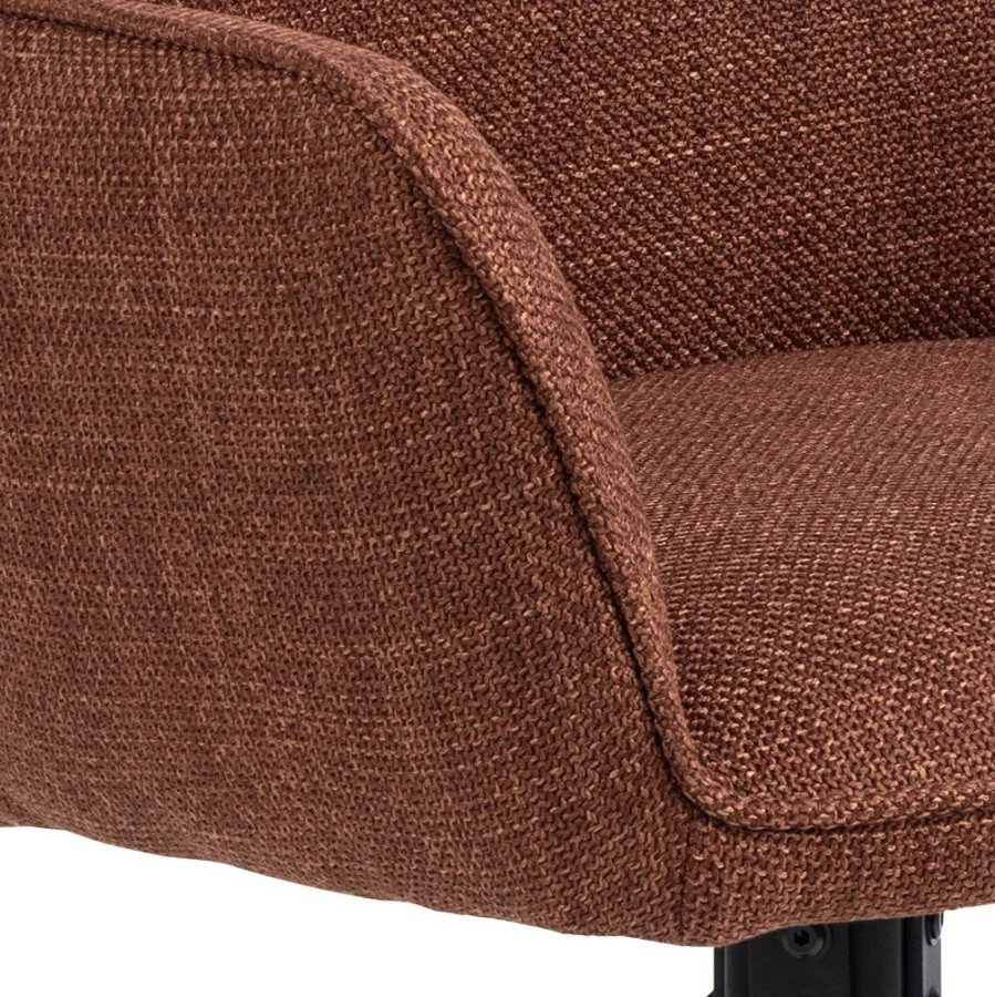 ACT NORDIC Glenda spisebordsstol, m. armln og drejefunktion - terracotta stof og sort stl