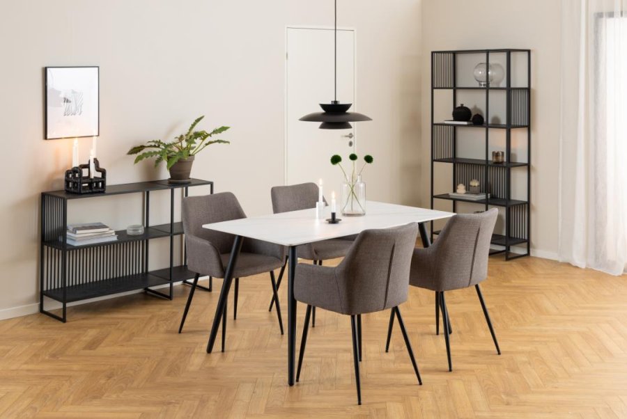 ACT NORDIC Strington reol, m. 5 hylder - mat sort Izmir ru melamin og mat sort stl