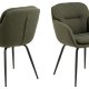 ACT NORDIC Dora spisebordsstol, m. armln, syning og lynls - grn stof og sort stl