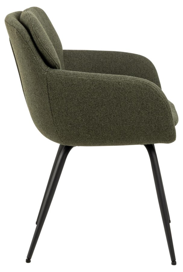 ACT NORDIC Dora spisebordsstol, m. armln, syning og lynls - grn stof og sort stl