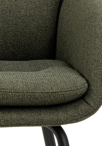 ACT NORDIC Dora spisebordsstol, m. armln, syning og lynls - grn stof og sort stl