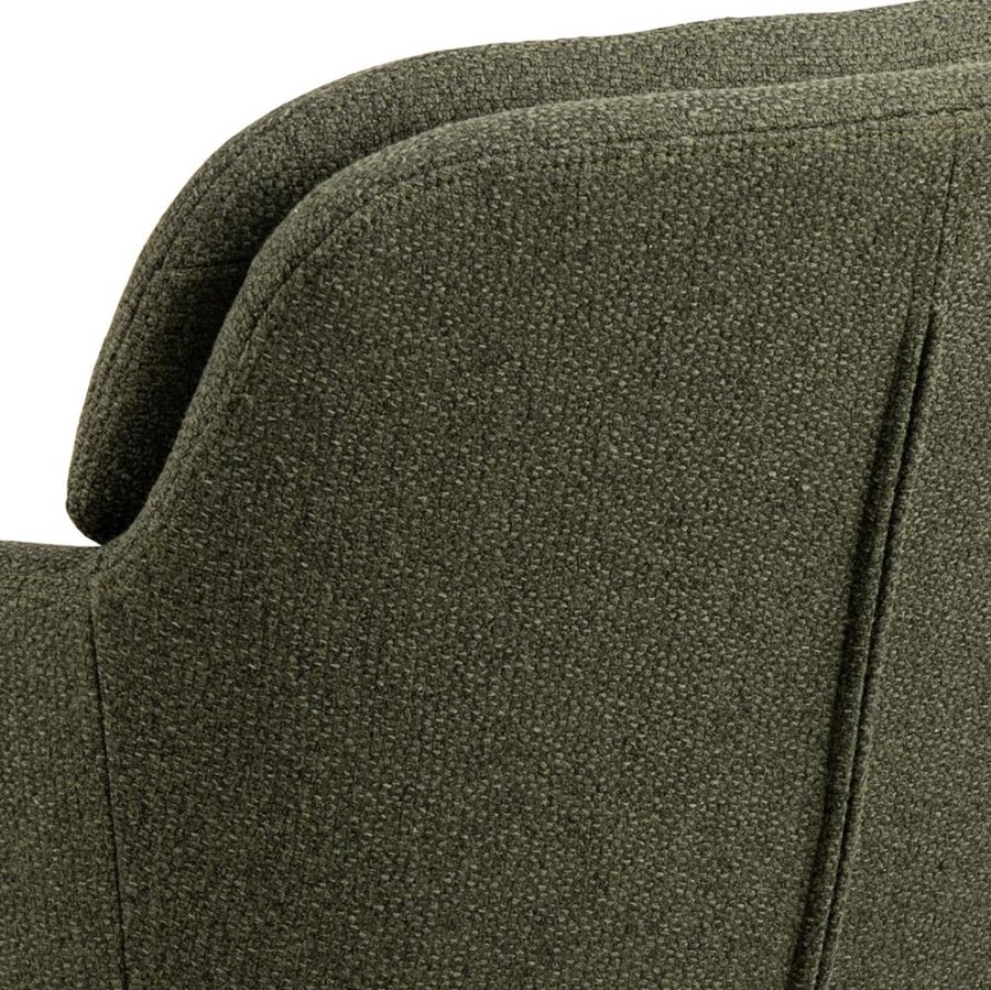 ACT NORDIC Dora spisebordsstol, m. armln, syning og lynls - grn stof og sort stl