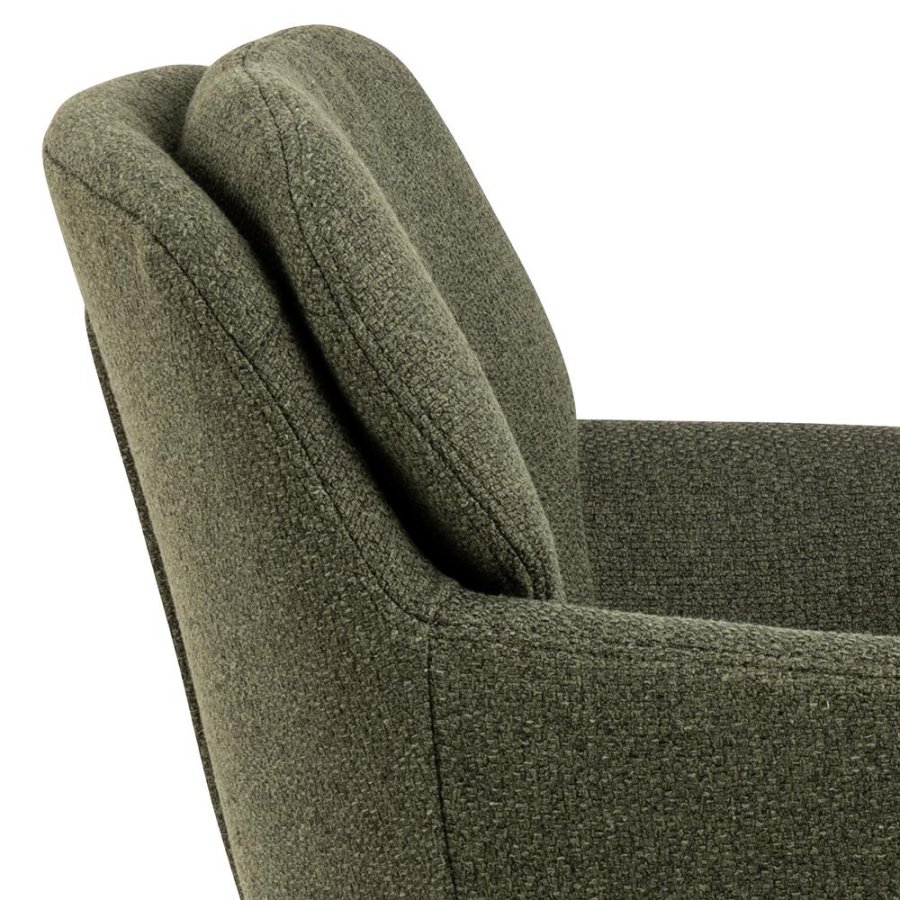 ACT NORDIC Dora spisebordsstol, m. armln, syning og lynls - grn stof og sort stl