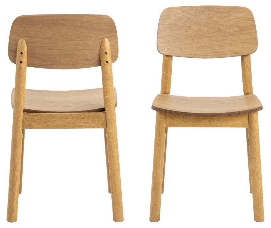 ACT NORDIC Barlow spisebordsstol - mat eg acryl lak egefiner og mat bejdset eg acryl lak gummitr