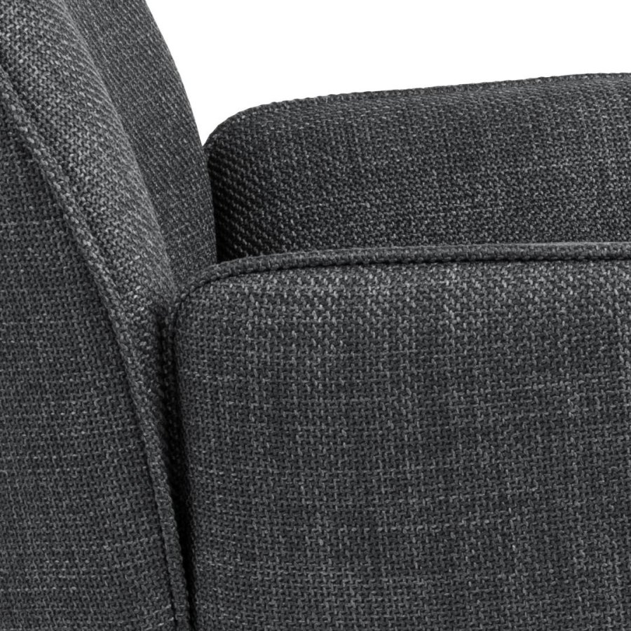 ACT NORDIC Glenda spisebordsstol, m. armln og drejefunktion - mrkegr stof og sort stl