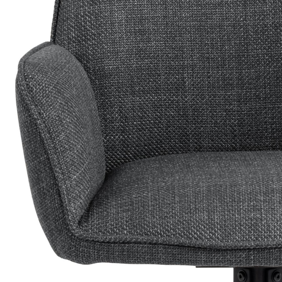 ACT NORDIC Glenda spisebordsstol, m. armln og drejefunktion - mrkegr stof og sort stl