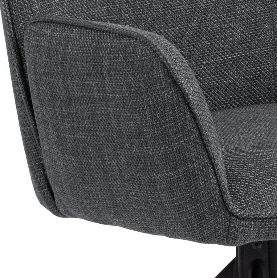 ACT NORDIC Glenda spisebordsstol, m. armln og drejefunktion - mrkegr stof og sort stl