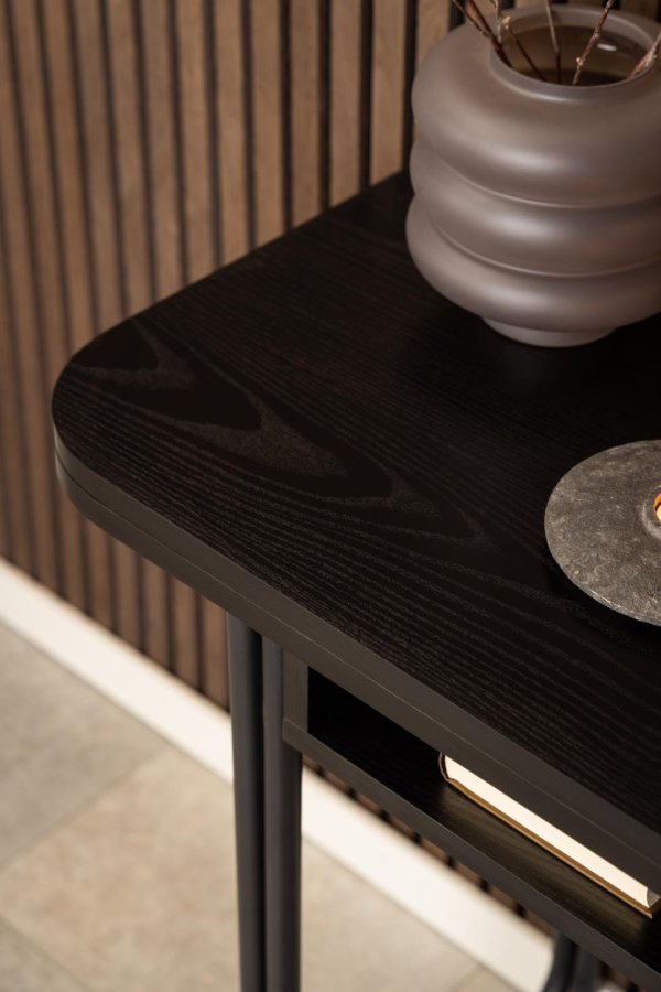 ACT NORDIC Darlington spisebord, m. 1 tillgsplade - sort ask ru melamin mat sort stl (40/80x140)