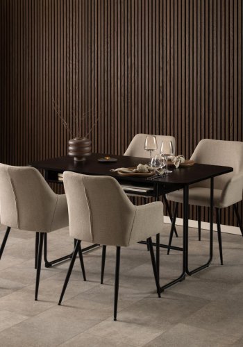 ACT NORDIC Darlington spisebord, m. 1 tillgsplade - sort ask ru melamin mat sort stl (40/80x140)