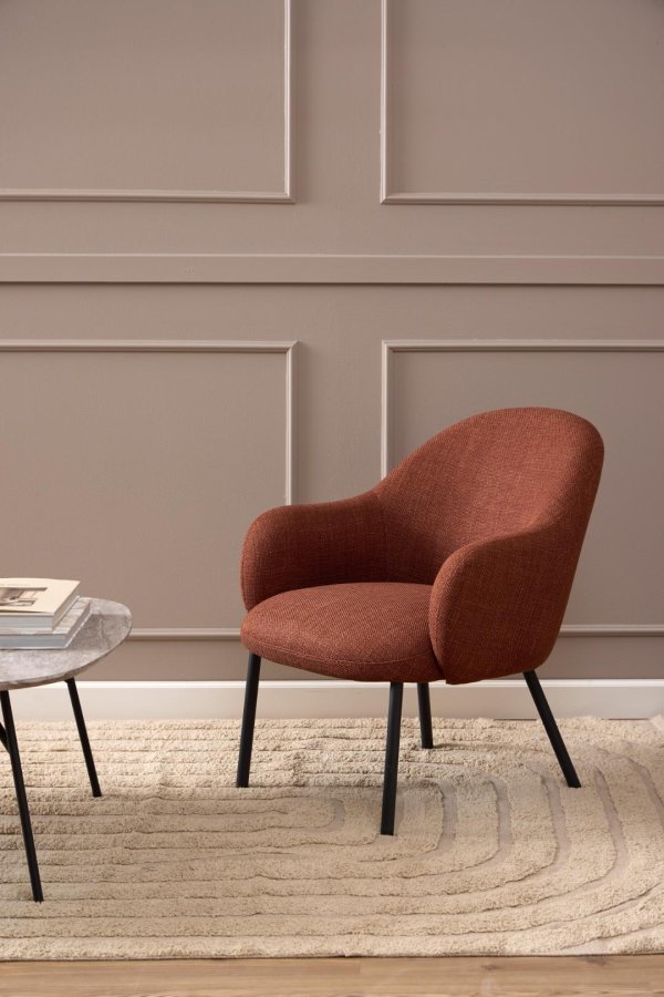 ACT NORDIC Spencer loungestol, m. armln - terracotta stof og sort stl