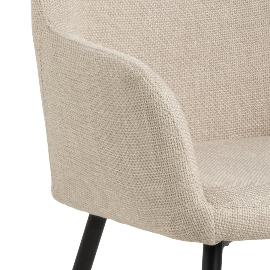 ACT NORDIC Lizzy spisebordsstol, m. armln og lynls - beige stof og sort stl
