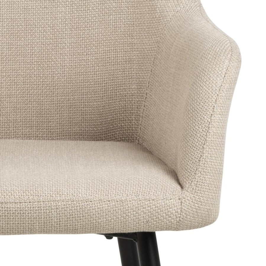 ACT NORDIC Lizzy spisebordsstol, m. armln og lynls - beige stof og sort stl
