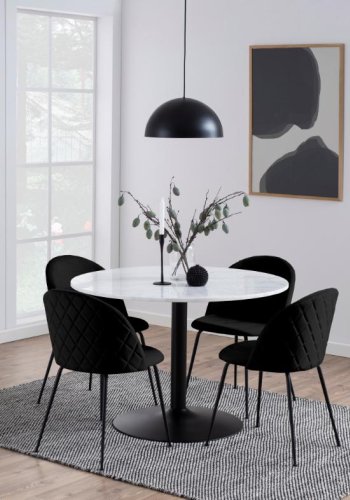 ACT NORDIC Louise spisebordsstol - sort stof og mat sort stl