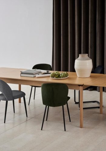 ACT NORDIC Evelyn spisebordsstol, m. lynls - olivengrn stof og sort stl