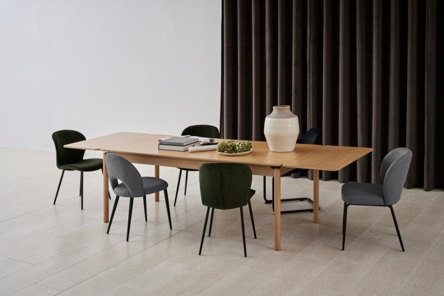 ACT NORDIC Evelyn spisebordsstol, m. lynls - olivengrn stof og sort stl