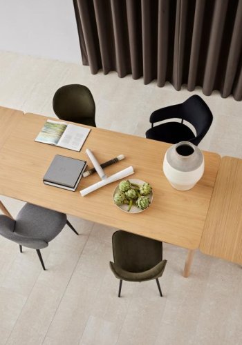 ACT NORDIC Evelyn spisebordsstol, m. lynls - olivengrn stof og sort stl