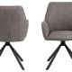 ACT NORDIC Glenda spisebordsstol, m. armln og drejefunktion - lys grbrun stof og sort stl
