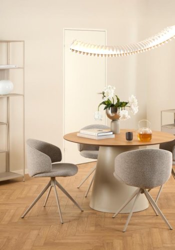 ACT NORDIC Ella spisebordsstol, m. drejefunktion - beige stof og gr stl