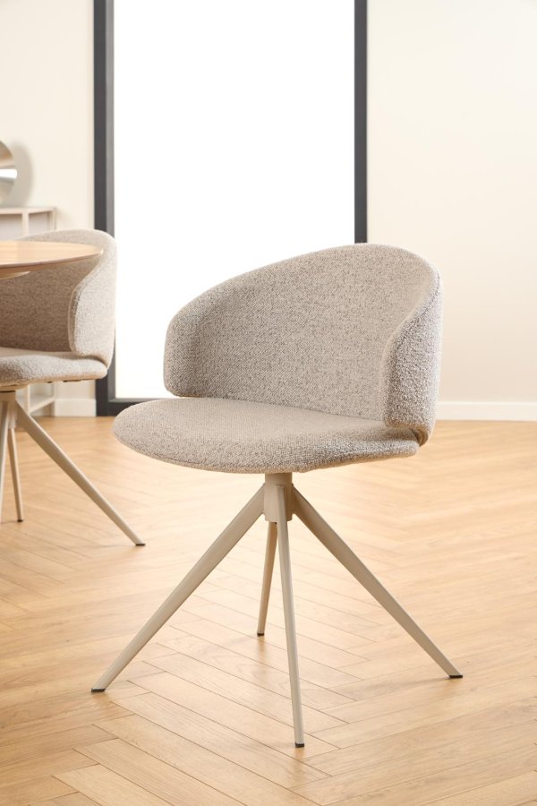 ACT NORDIC Ella spisebordsstol, m. drejefunktion - beige stof og gr stl