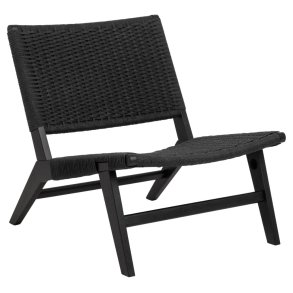 ACT NORDIC Carson loungestol - mat sort papirflet med vvet mnster og mat sort NC lak eg