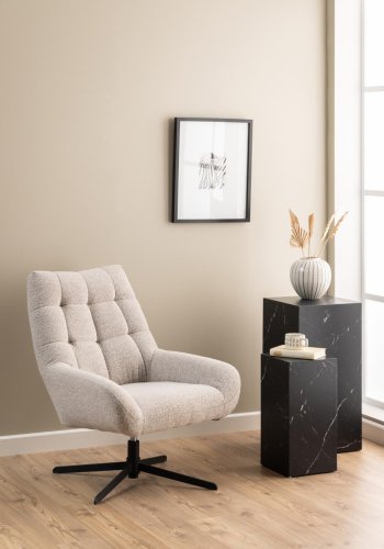 ACT NORDIC Paris drejestol, m. armln, firkantet syning og lynls - beige stof og sort stl