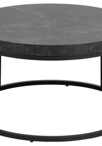 ACT NORDIC Strington sofabord, rund - mat sort Izmir ru melamin og sort stl (65)
