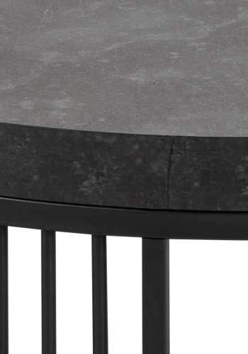 ACT NORDIC Strington sofabord, rund - mat sort Izmir ru melamin og sort stl (65)