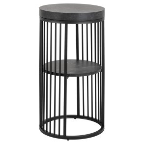 ACT NORDIC Strington natbord, m. 1 hylde, rund - mat sort Izmir ru melamin og sort stl (35)