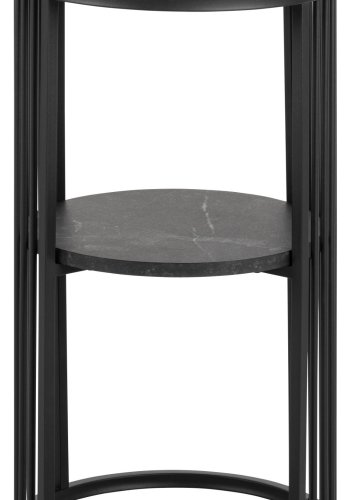 ACT NORDIC Strington natbord, m. 1 hylde, rund - mat sort Izmir ru melamin og sort stl (35)