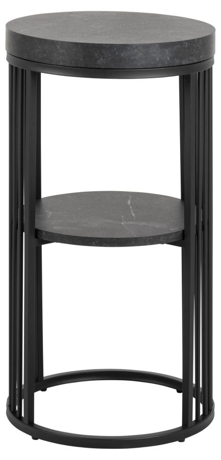 ACT NORDIC Strington natbord, m. 1 hylde, rund - mat sort Izmir ru melamin og sort stl (35)