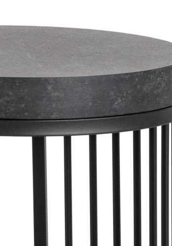 ACT NORDIC Strington natbord, m. 1 hylde, rund - mat sort Izmir ru melamin og sort stl (35)