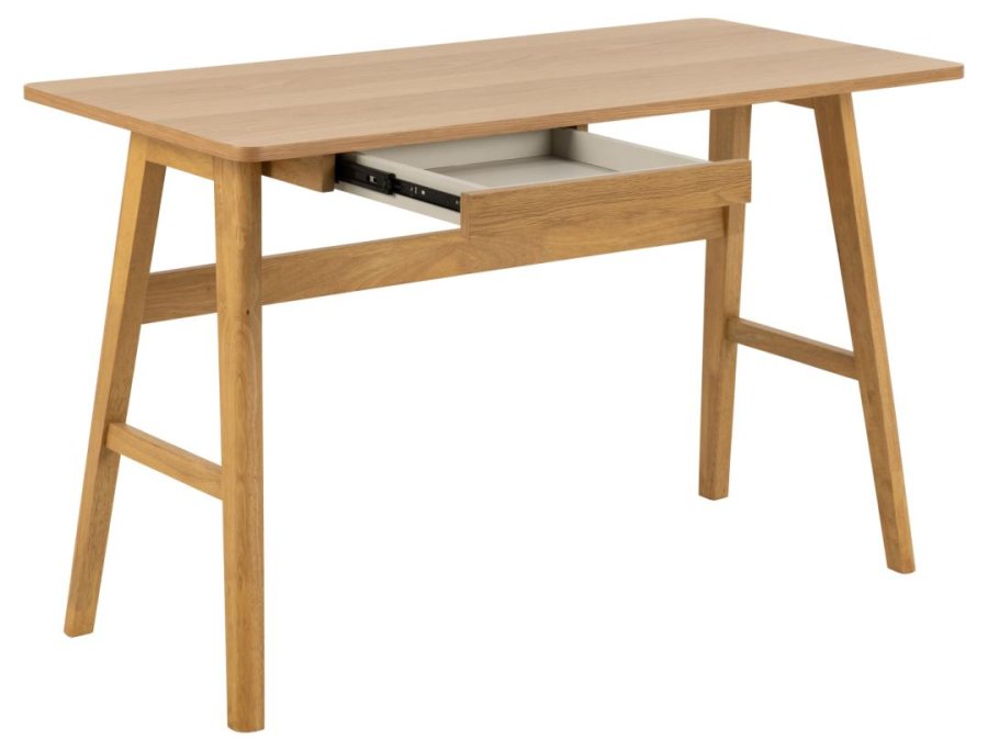 ACT NORDIC Barnett skrivebord, m. 1 skuffe - mat egefiner/mat bejdset eg acryl lak gummitr (120x60)