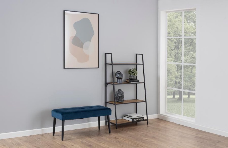 ACT NORDIC Rektangulr Glory bnk m. special syning - marinebl stof og sort stl (95x38)