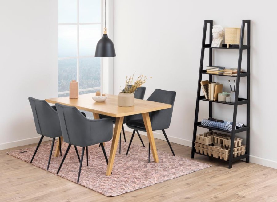 ACT NORDIC Wally reol, m. trappeform og 5 hylder - sort MDF