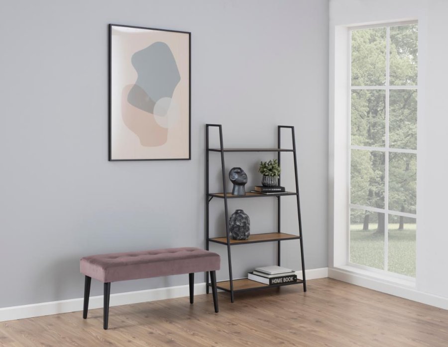 ACT NORDIC Rektangulr Glory bnk m. special syning - dusty rose stof og sort stl (95x38)