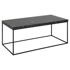 ACT NORDIC Barossa sofabord, rektangulr - sort marmor Marquina ru melamin og sort stl (110x55)