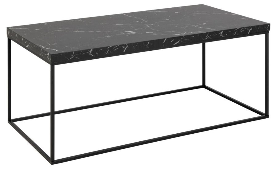 ACT NORDIC Barossa sofabord, rektangulr - sort marmor Marquina ru melamin og sort stl (110x55)