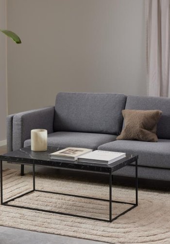 ACT NORDIC Barossa sofabord, rektangulr - sort marmor Marquina ru melamin og sort stl (110x55)